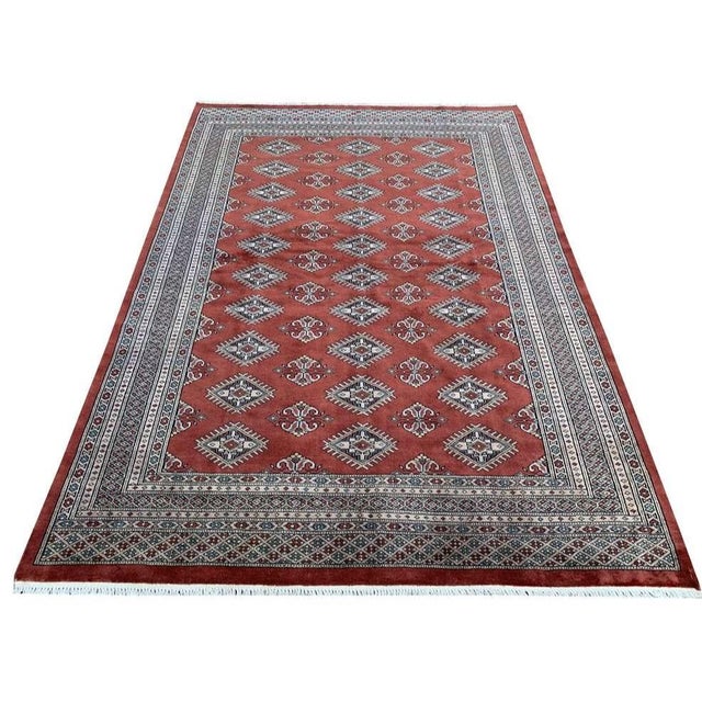 Asian Authentic Hand Knotted Vintage Pakistani Bokhara Jhaldar Wool Area Rug 7.10 X 5.7 Ft For Sale - Image 3 of 14