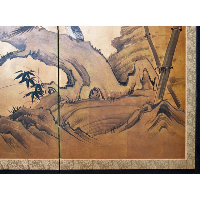 "Ancient Plum Blossoms and Mandarin Ducks" by Yukiga, 1970s Japanese Byobu Screen For Sale - Image 14 of 18