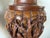 Vintage Handcrafted - Intricate Wildlife Relief Carvings Asian Teak Wood Floor Vases – Pair For Sale In Miami - Image 6 of 12
