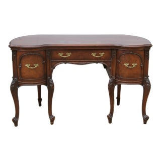 John Widdicomb Kidney Shaped Desk With Custom Glass Top For Sale