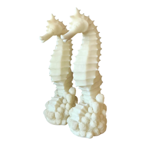 Vintage Coastal Cast Resin Seahorses Lamps - A Pair