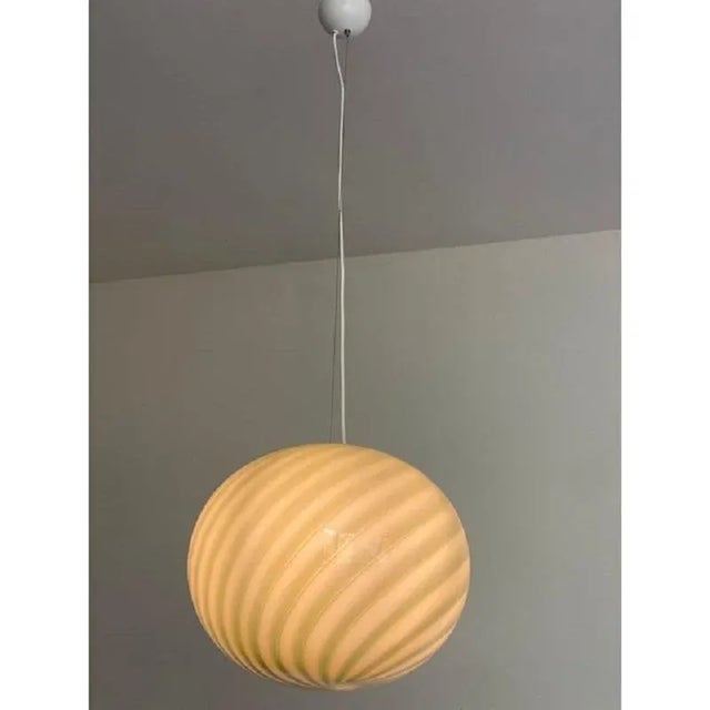 Green and White Oval Pendant in Murano Glass by Simoeng For Sale - Image 3 of 9