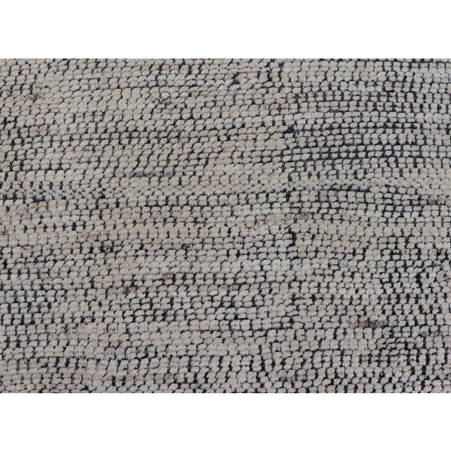 Oversized Afghan Minimalist Modern Casual With Black Background and Ivory Pile 14'1 X 17'2 For Sale - Image 11 of 12