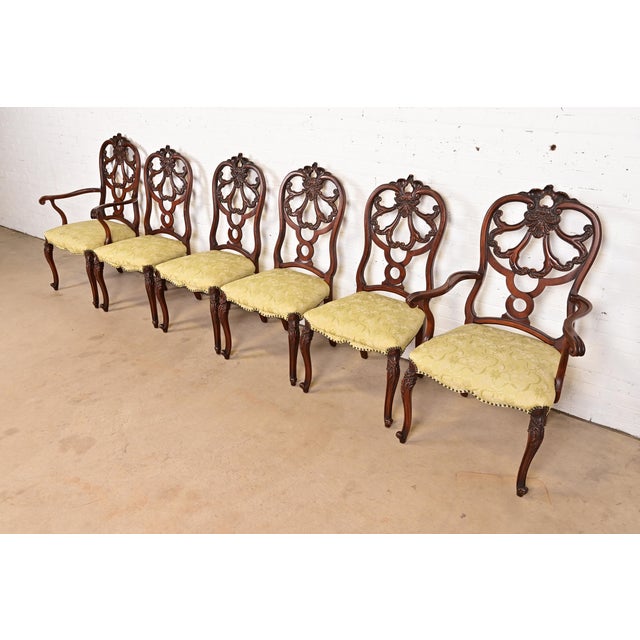 Romweber Antique French Provincial Louis XV Carved Walnut Armchairs, Pair For Sale - Image 11 of 12