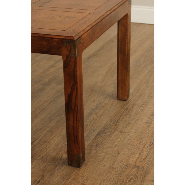 Brown Henredon 'Artefacts' Oak and Brass Campaign End Table For Sale - Image 8 of 12