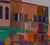 Early 21st Century Christmas Decoration by Hiroshi Sato | Oil on Canvas Abstract scene with buildings and trees. For Sale - Image 5 of 5