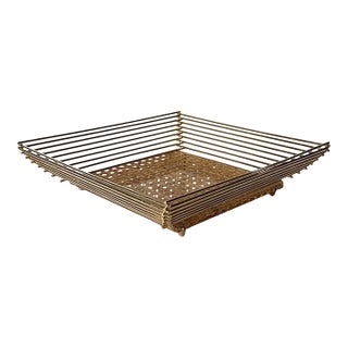 Christian Dior Style Lucite and Vienna Straw Basket For Sale
