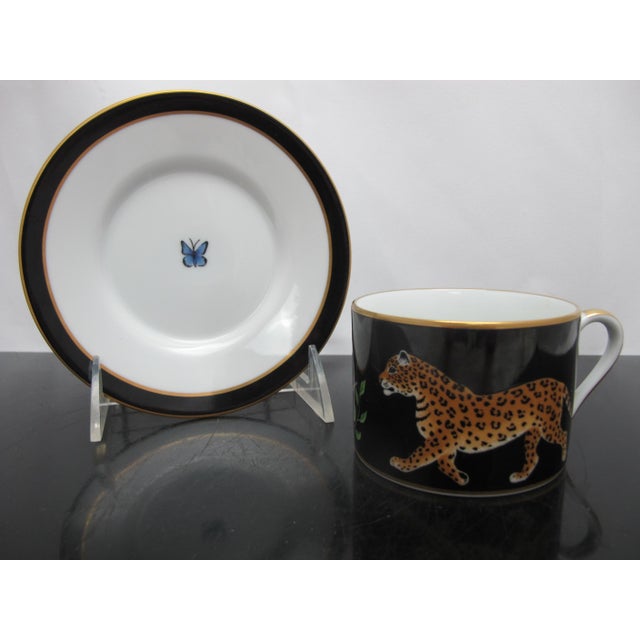 Incredibly sweet porcelain cup and saucer set of 2 cups and 2 saucers, from the Lynn Chase 1988 "Jaguar Jungle"...