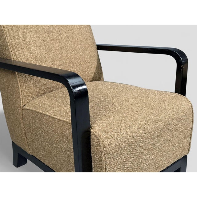 Brown Swedish Art Deco, Lounge Chairs, Ebonized Bentwood, Boucle, Sweden, 1940s For Sale - Image 8 of 8