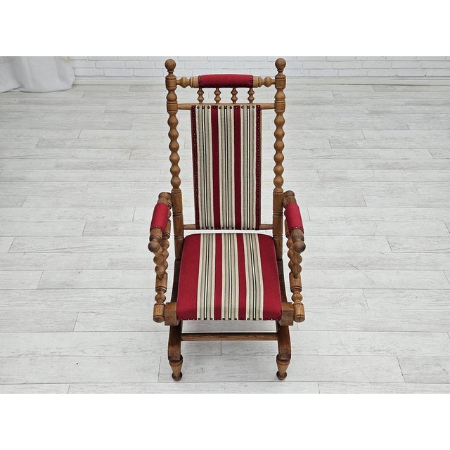 1960s Danish Highback Rocking Chair in Wool & Oak, 1970s For Sale - Image 5 of 18