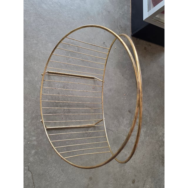 Metal Vintage Mid-Century Modern Brass Hoop Wire Log Holder & Record Rack For Sale - Image 7 of 17