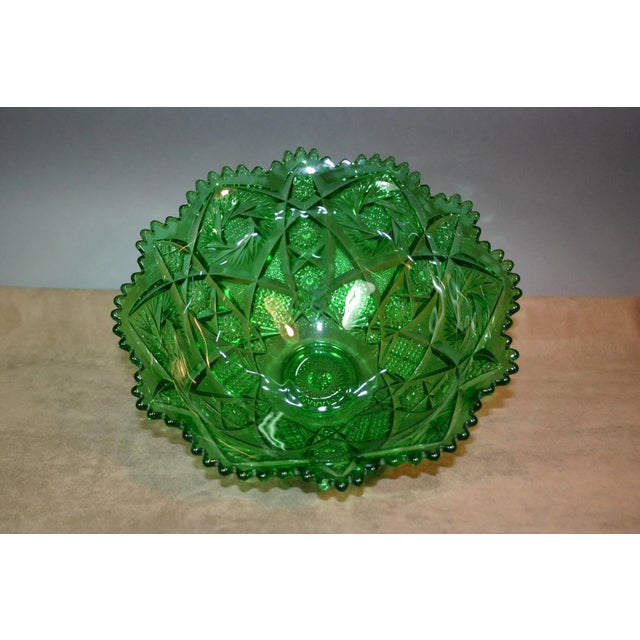 1890s Large Imperial Green Glass Punch Bowl For Sale - Image 4 of 6