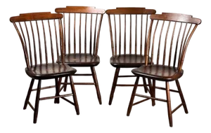 Antique Set of Four New Hampshire Step Down Windsor Chairs Signed j.r. Hunt C. Early 19th Century