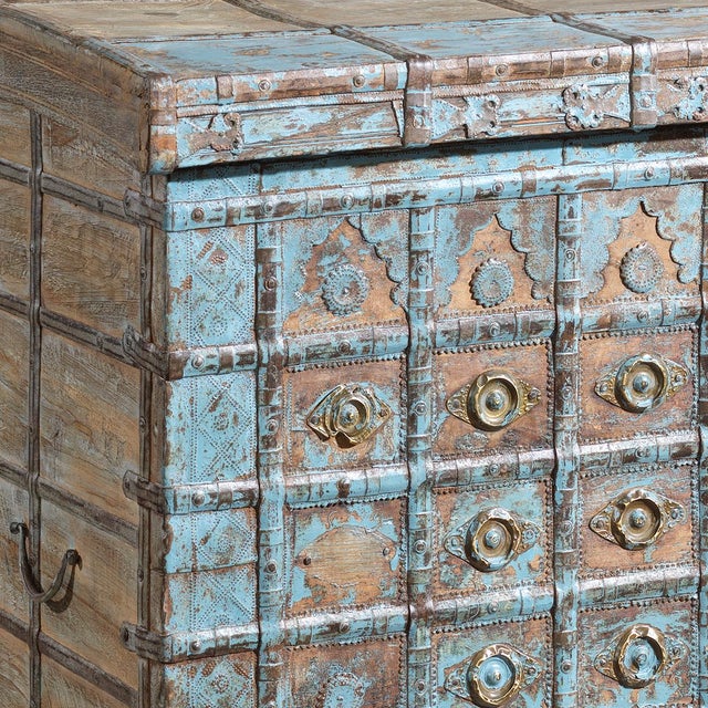 Indian Pithara Blue Storage Chest, 1940s For Sale - Image 4 of 9