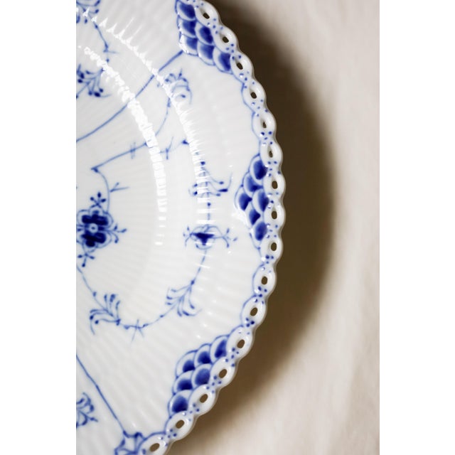 1920s Royal Copenhagen Blue Fluted Full Lace Dinner Plate No 1084 For Sale - Image 10 of 13