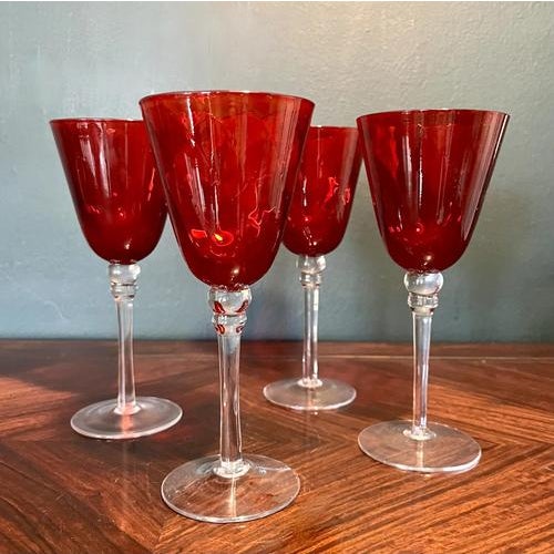 Circa 1980 Rosenthal Studio-Line Ruby Wine or Champagne Glasses- Set of 4 For Sale - Image 4 of 8