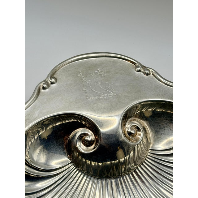 1990s Vintage Silver-Plated Footed Shell Shaped Serving Tray With Fish Feet For Sale - Image 5 of 8