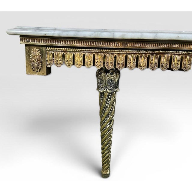 Vintage Italian Neoclassical Etched Marble and Gilt Brass Low Coffee Table For Sale In Portland, ME - Image 6 of 17
