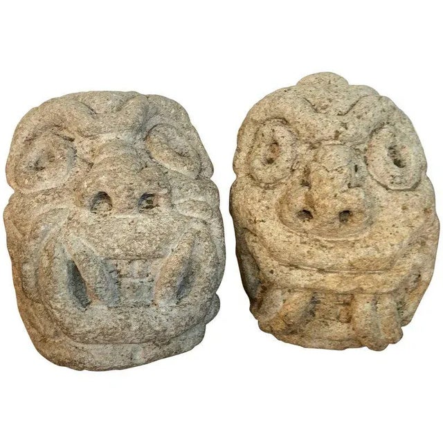 Mid 19th Century Two Carved Mayan Deity Limestone Architectural Carvings or Elements For Sale - Image 13 of 13