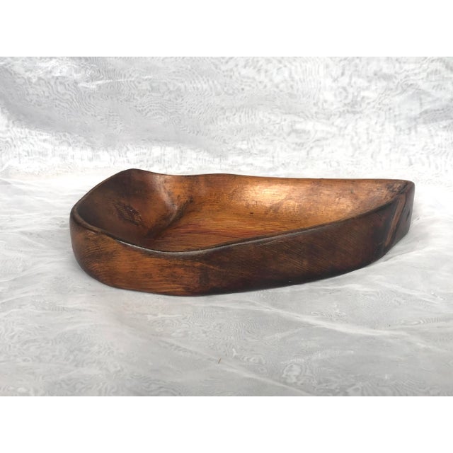 1950s 1950s Organic Modern Hand Carved Wooden Bowl For Sale - Image 5 of 11