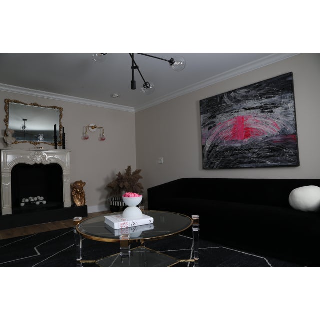 Gold Hollywood Regency Lucite Glass Circa 1970 France Coffee Table For Sale - Image 8 of 12