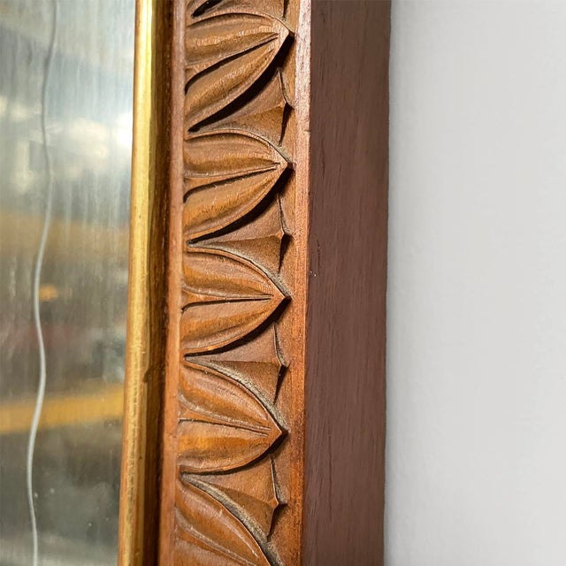 Wood Mid-Century Modern Italian Wall Mirror in Wooden Frame for Brusotti, 1940s For Sale - Image 7 of 11