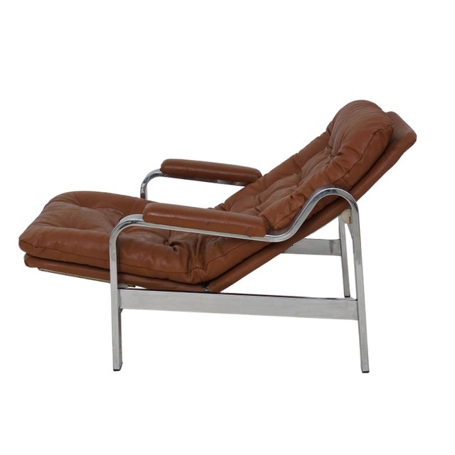 - 36.5"h, 33.25"w, 36.5"d (upright), 48"d (fully reclined),15.75" seat height - Attributed to Selig, Italy, 1960s - Tufted...