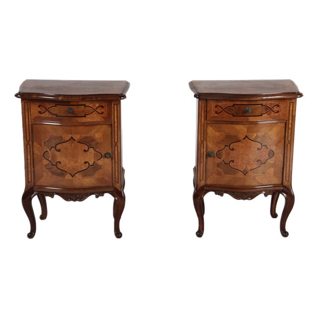 Antique Baroque-Style Bedside Tables, 1880, Set of 2 For Sale