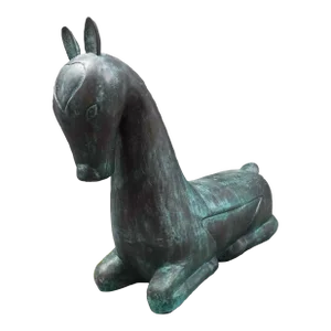 Vintage Maitland-Smith Verdigris Bronze Recumbent Foal Statue Sculpture