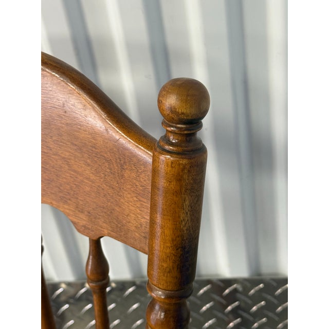 Wood Ethan Allen Heirloom Nutmeg Maple Colonial Spindle Back Single Dining Chairs - Set of 4 For Sale - Image 7 of 11