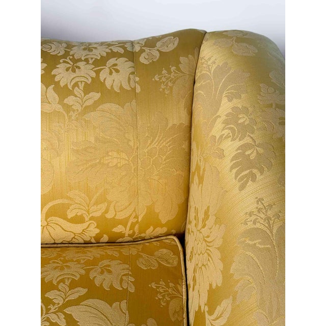 Wood Custom Camelback Sofa - Chippendale Style With Damask Upholstery For Sale - Image 7 of 10