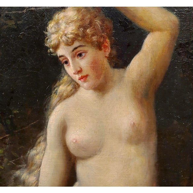 Charles Grant Beauregard -Nude Female in the Outdoors-19th Century Oil Painting For Sale - Image 4 of 11