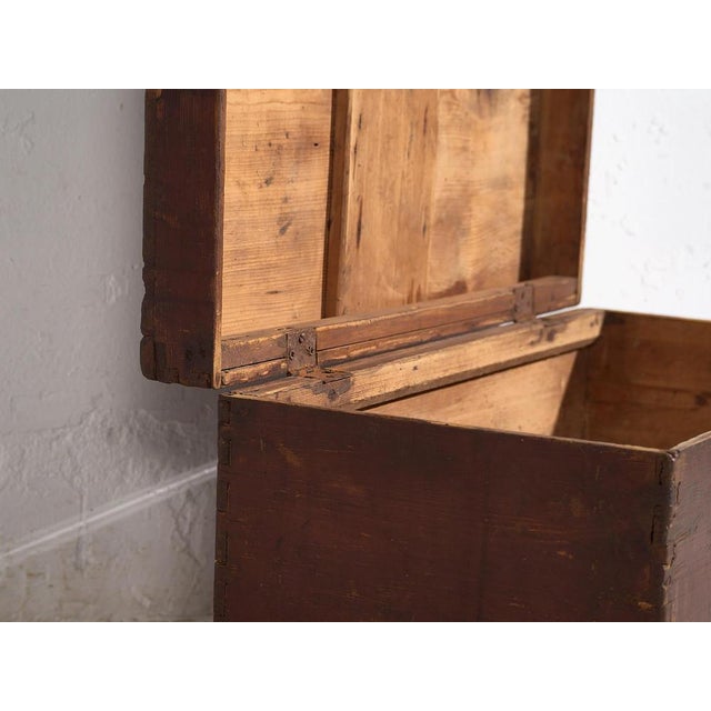 Wood Antique Maroon Chest, 1900 For Sale - Image 7 of 14