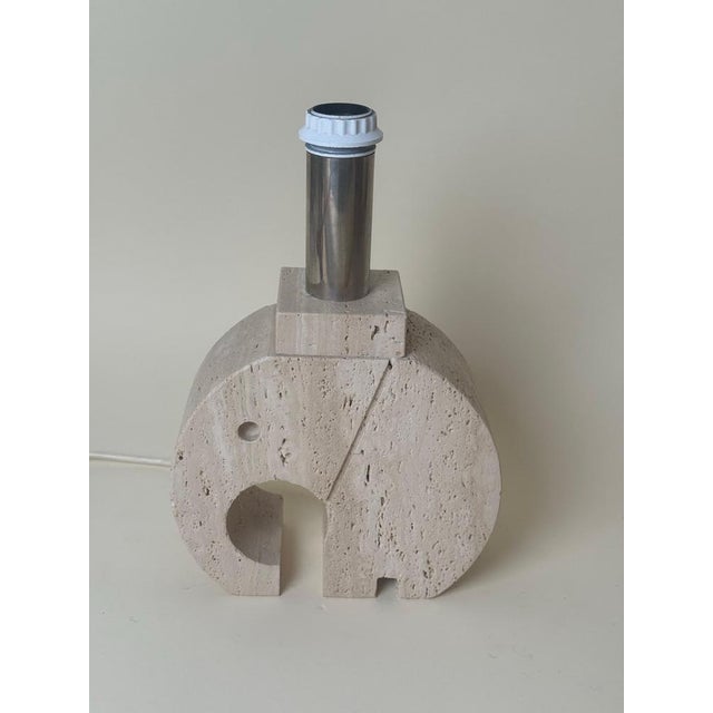 Mid-Century Italian Travertine Elephant Table Lamp Base, 1970s For Sale - Image 3 of 15