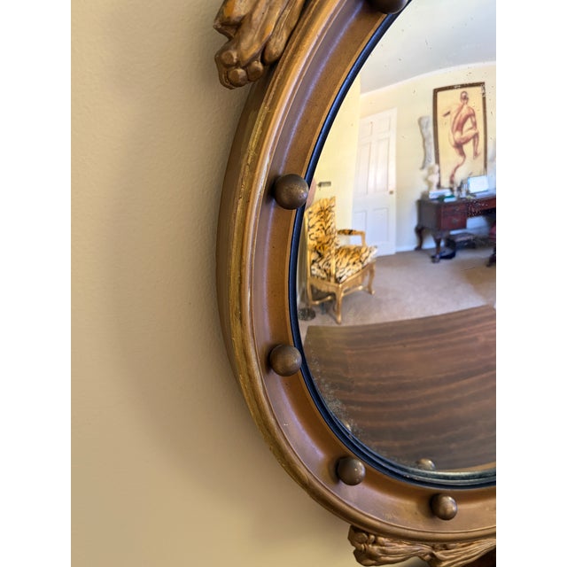 American Federal Giltwood Eagle Bullseye Convex Mirror For Sale - Image 9 of 12