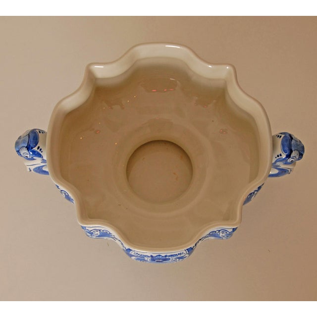 Royal Delft Tulip Vase Tulpiere Blue and White Earthenware Spouted Vase Dragon Handles For Sale - Image 9 of 15