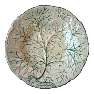 Antique 19th Century Continental White Cabbage Ware Plate | Green Veining For Sale