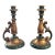 Italian Florentine Style Green and Gold Candle Holders--a Pair For Sale