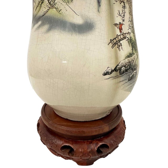 Vintage Chinese Hand-Crafted Porcelain Landscape Vase For Sale - Image 15 of 18