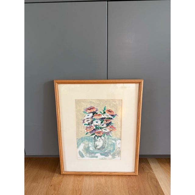 Wood Vintage Framed Floral Still Life Painting For Sale - Image 7 of 12