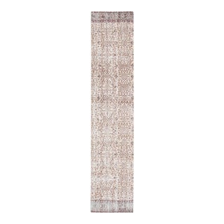 1970s Vintage Turkish Handmade Wool Cotton Brown Runner Rug For Sale