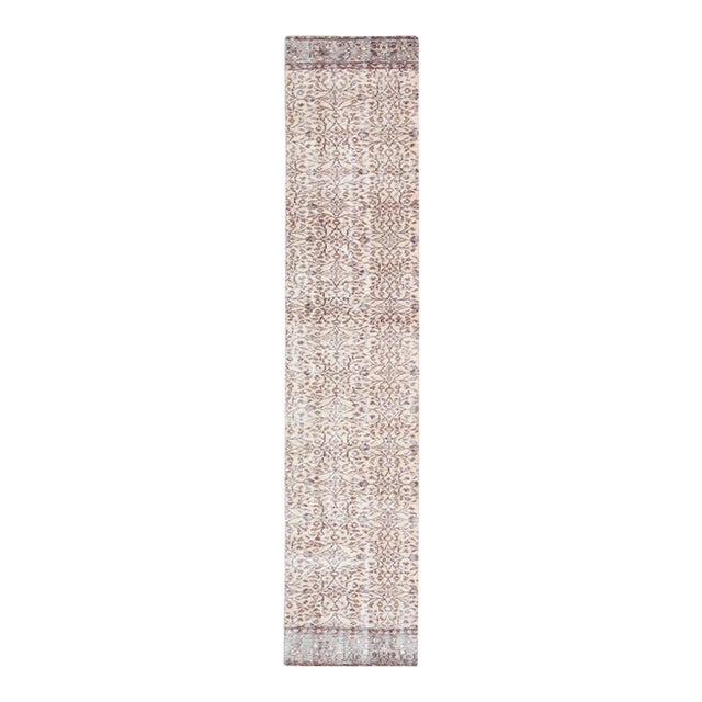 1970s Vintage Turkish Handmade Wool Cotton Brown Runner Rug For Sale