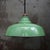 French industrial factory pendant light green enamel, white interior. brass top E27 / E26 Up to 250V (Europe/UK...