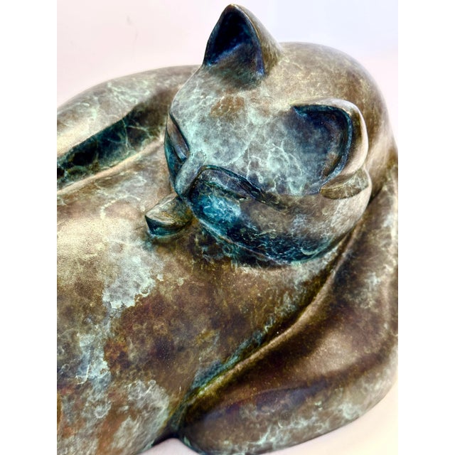 Barbara Beretich “Tanko” Bronze Cat Sculpture 1996 For Sale - Image 9 of 12