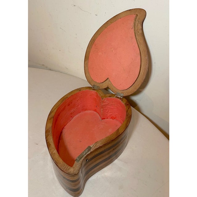Antique 19th Century Handmade Inlaid Marquetry Parquetry Heart Wood Jewelry Box For Sale - Image 9 of 13