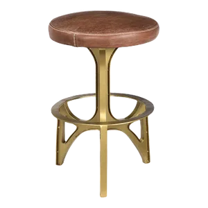 Matthew Izzo Home Ersa Leather and Brass Counter Stool