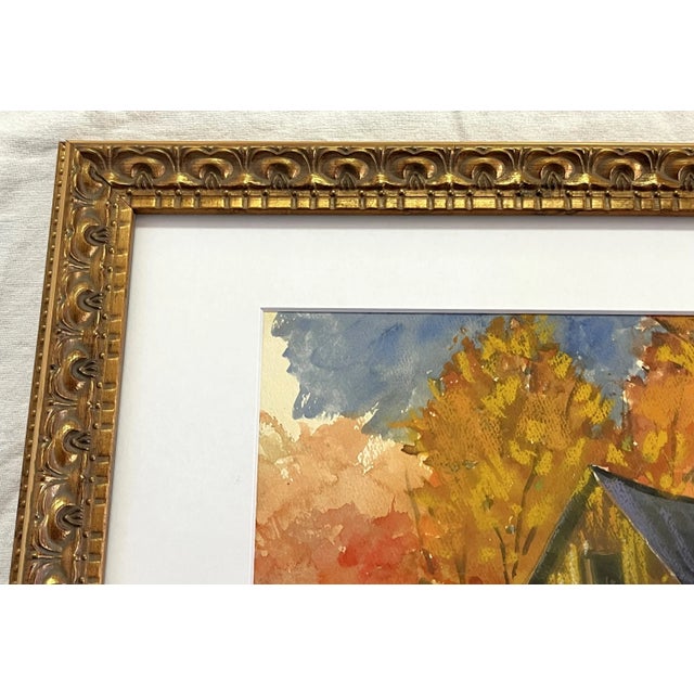 Framed Original Signed Watercolor Painting by M E Ventola of an 'Old Barn in Autumn' For Sale - Image 10 of 13