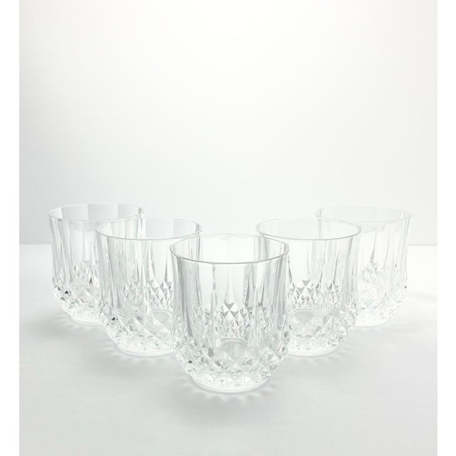 Contemporary 1980s Cristal D’Arques “Longchamp” Crystal Double Old Fashioned Glasses - Set of 5 For Sale - Image 3 of 4