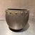 For your consideration, a vintage hammered brass or copper planter/jardiniere featuring a prominent riveted rim band....