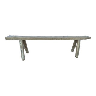 Rustic Extra Long Elm Skinny Bench For Sale